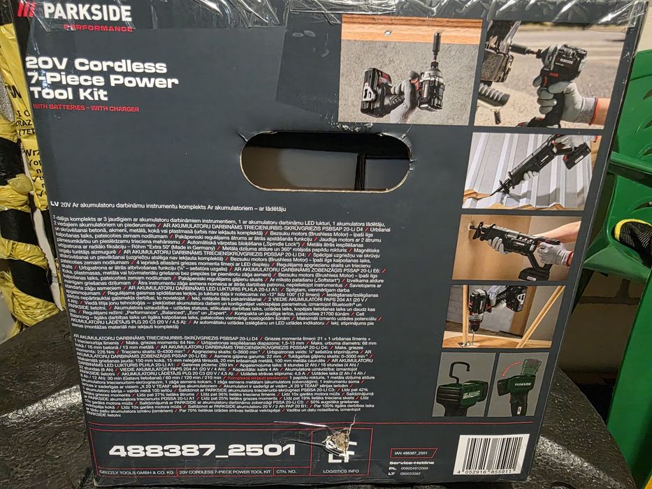 PARKSIDE PERFORMANCE 20V zestaw narzędzi 7w1 Brushless 2x4Ah + ładowar