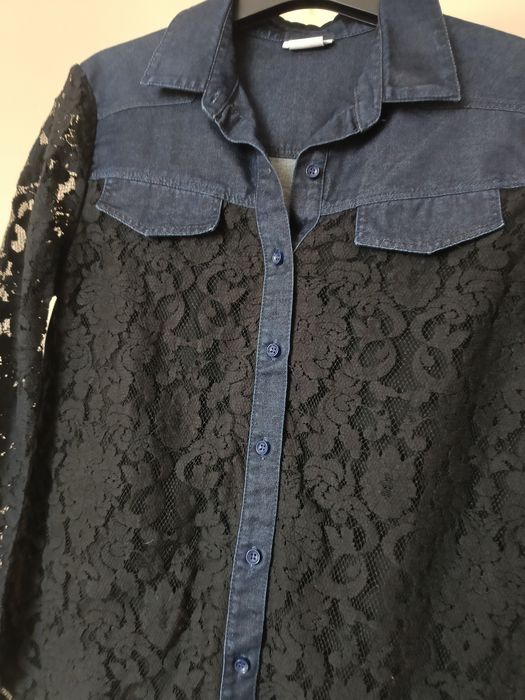 Koszula jeansowa z koronką