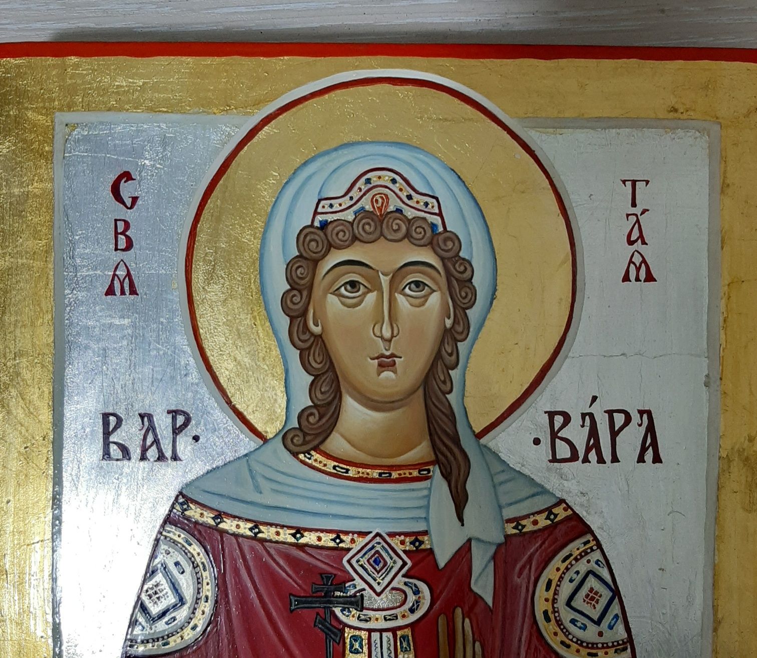 Рукописная икона великомученица Варвара
