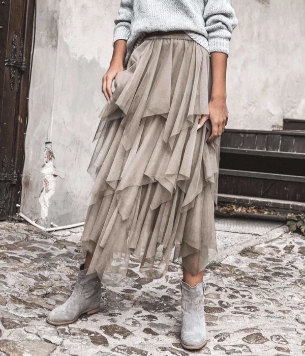 Piękna włoska tiulowa spódnica S M L XL