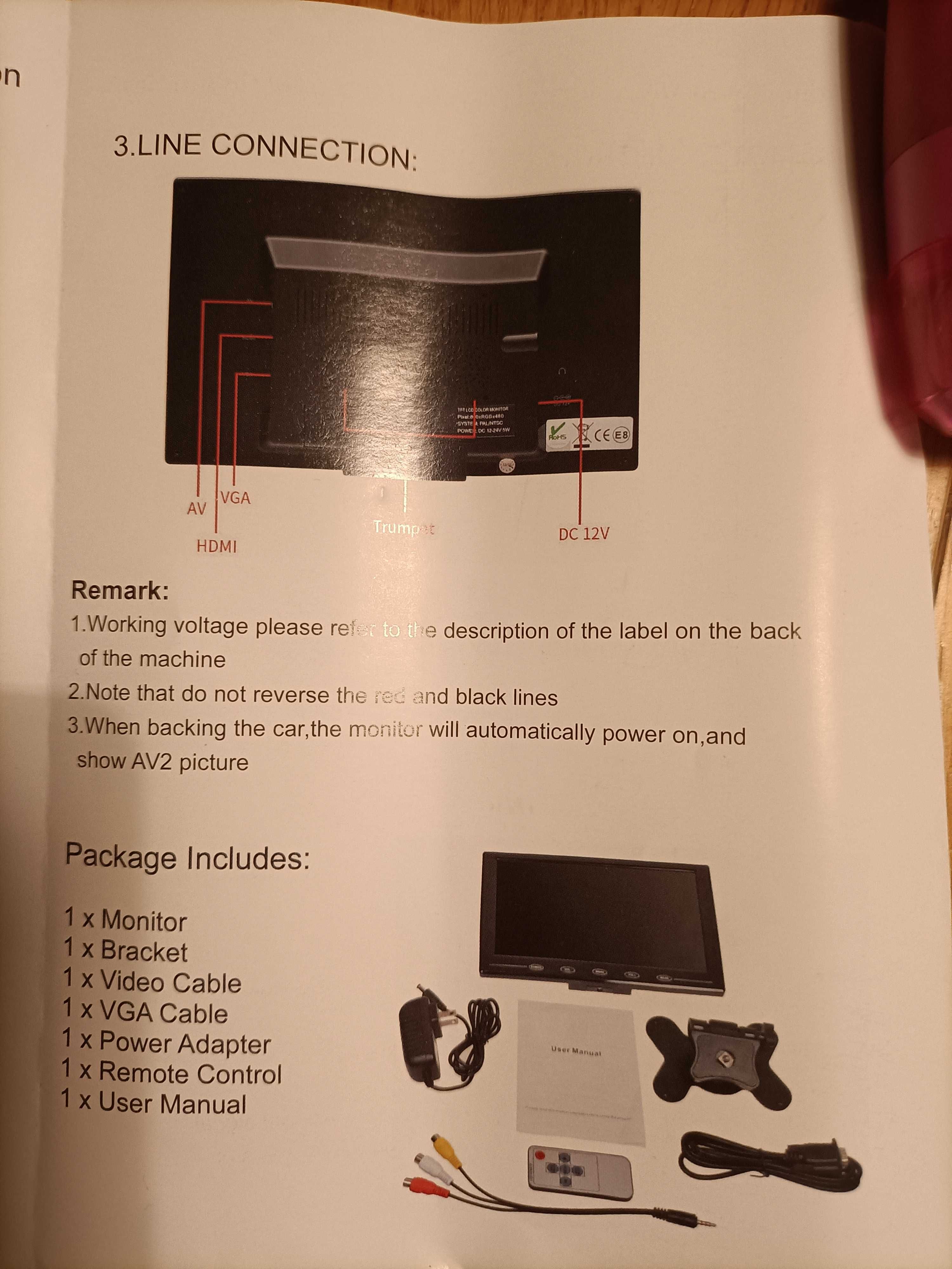 Monitor 7'' ultra thin TFT LCD color monitor