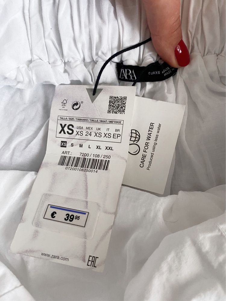 Krótka mini sukienka rozkloszowana koronka Zara XS nowa z metką