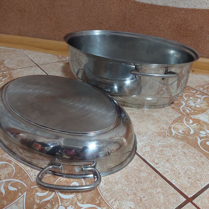 Форма 8-9л  для запікання Жаровня нержавійка протвінь з кришкою