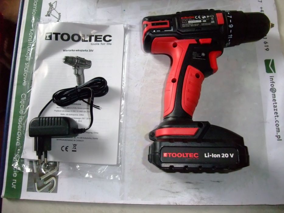 Wiertarko-wkrętarka Tooltec 20V,aku Li-jon1,5Ah