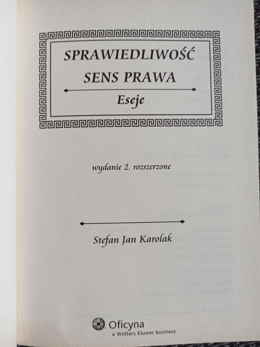 Sprawiedliwość sens prawa eseje Stefan Jan Karolak