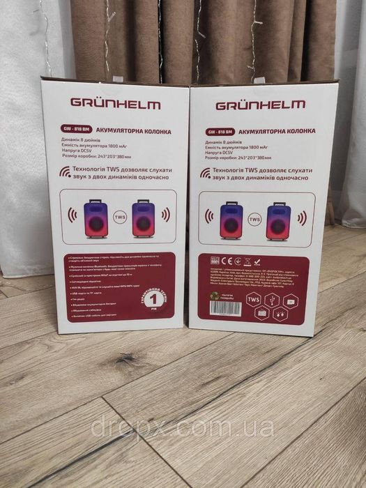 Стерео акустика GW-818BM з двух колонок з функцією TWS/караоке