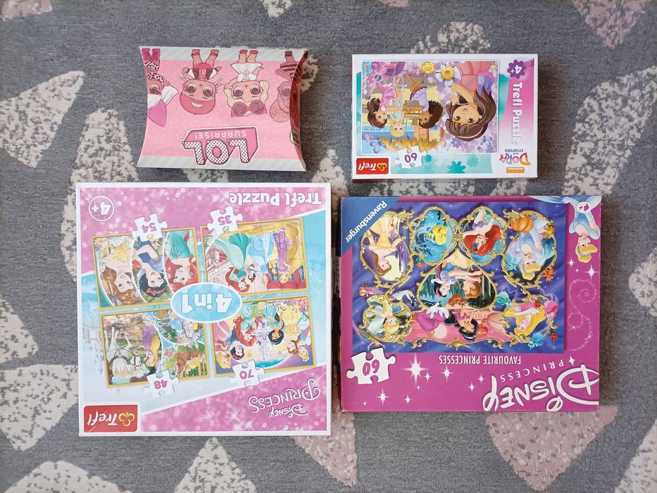 Puzzle 4opakowania księżniczki Disneya, LOL, Dora