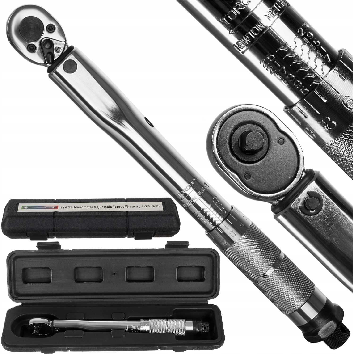 Klucz dynamometryczny 1/4 " 5-25 Nm z blokadą w etui!
