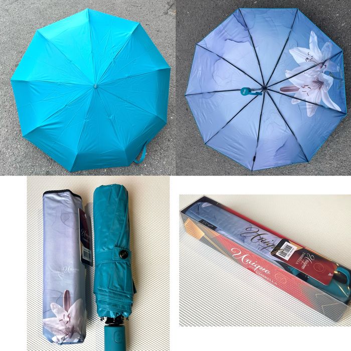 Жіноча парасолька автомат з квітами всередині 9 спиць