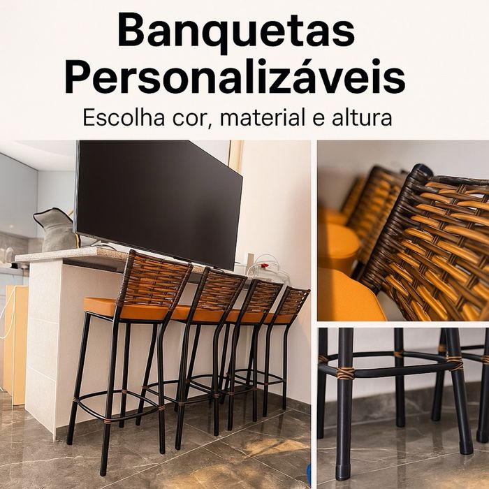 Banquetas Personalizáveis – Design Moderno e Acabamento Artesanal