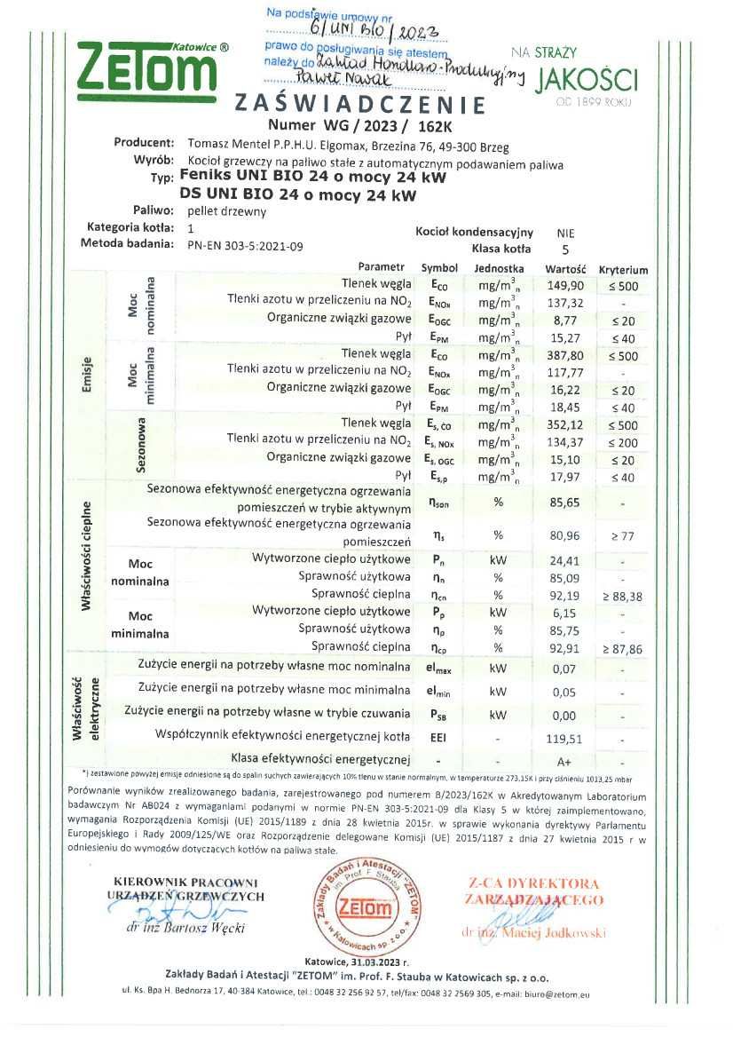 Kocioł kotły piece 5 klasa UNI BIO 24 kW na pellet