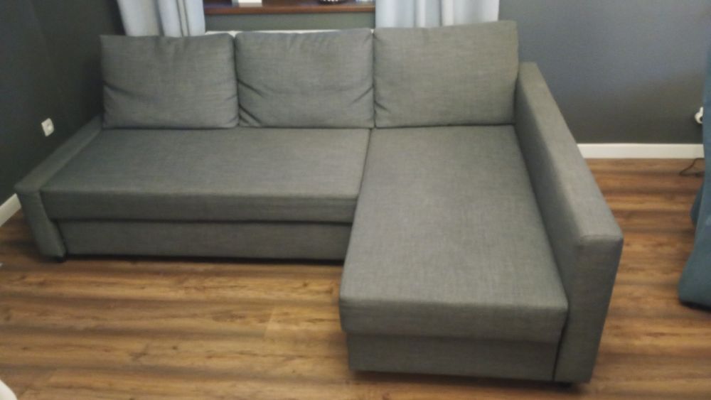 Narożnik z funkcją spania, ciemnoszary Ikea FRIHETEN, sofa ,