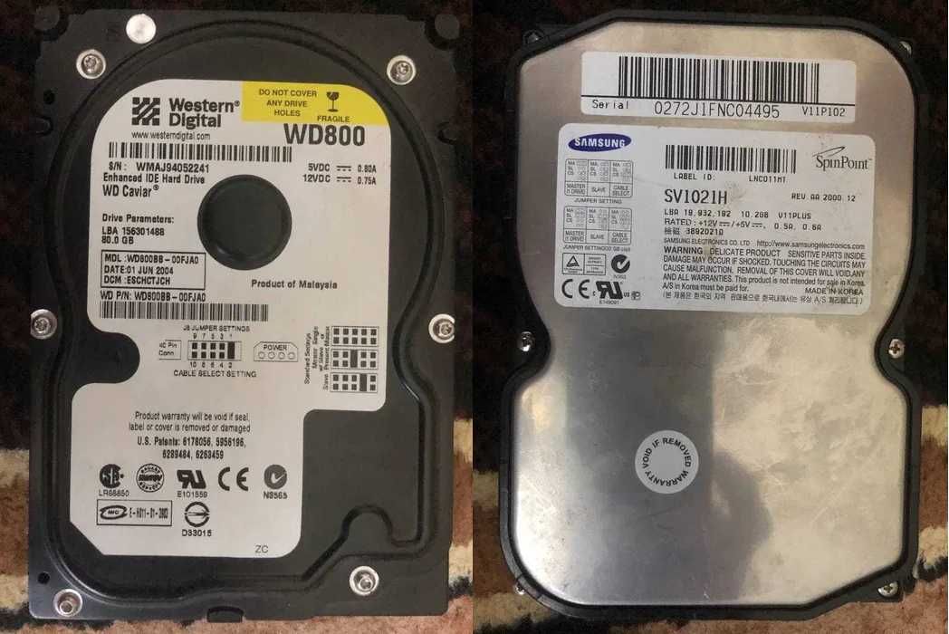 Жесткий диск Western Digital WD800 80GB; Жд Samsung SV1021H 10.2 GB