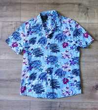 Bluzka damska w kwiaty Koszula hawajska z krótkim rękawem S 36 M 38