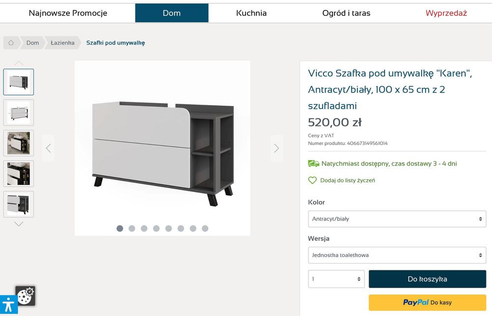 Szafka pod umywalkę "Karen" 100 x 65 cm z 2 szufladami