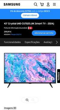 Samsung 43" Crystal UHD CU7025 (4K Smart TV - 2024)