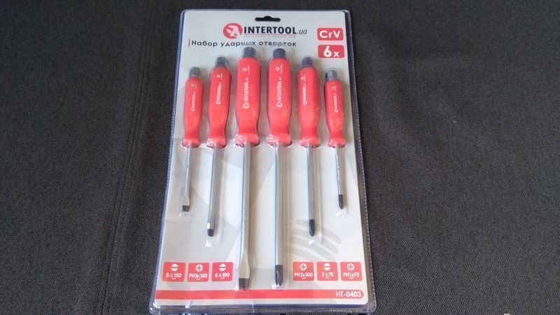 Набор ударных отверток ТМ INTERTOOL HT-0403. Ударні викрутки