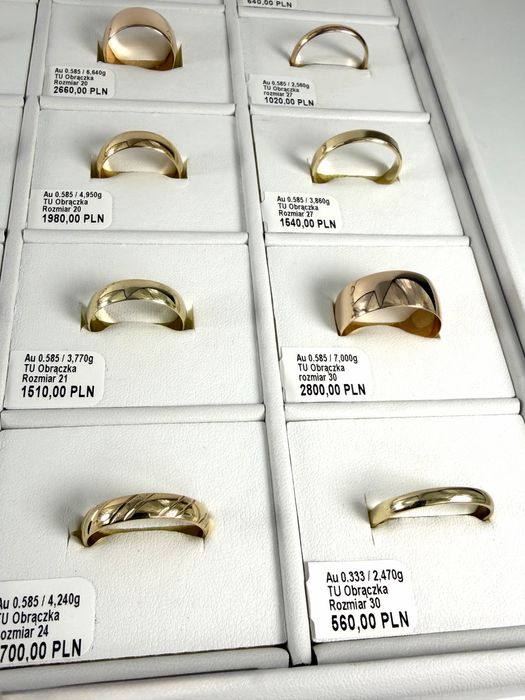 Złota obrączka rozmiar 26
