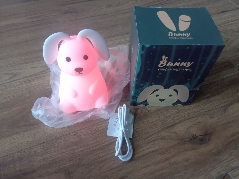 Króliczek do pokoju dziecięcego lampka nocna, silikonowa