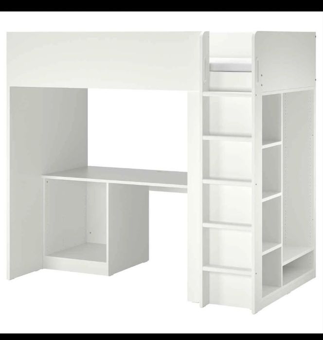 Cama Alta SMÅSTAD com Secretária - Como nova, usada pouco.