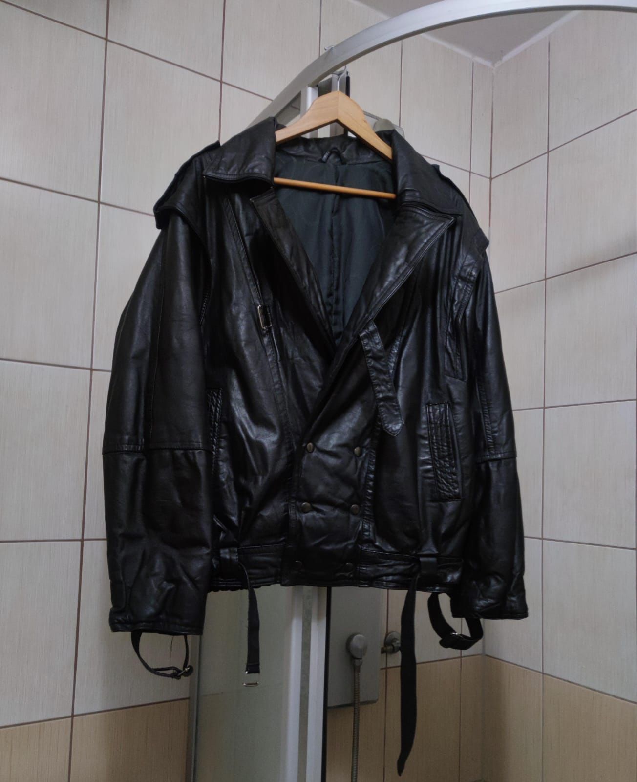 kurtka skórzana czarna vintage skóra elegancka Black XXL sportowa leat
