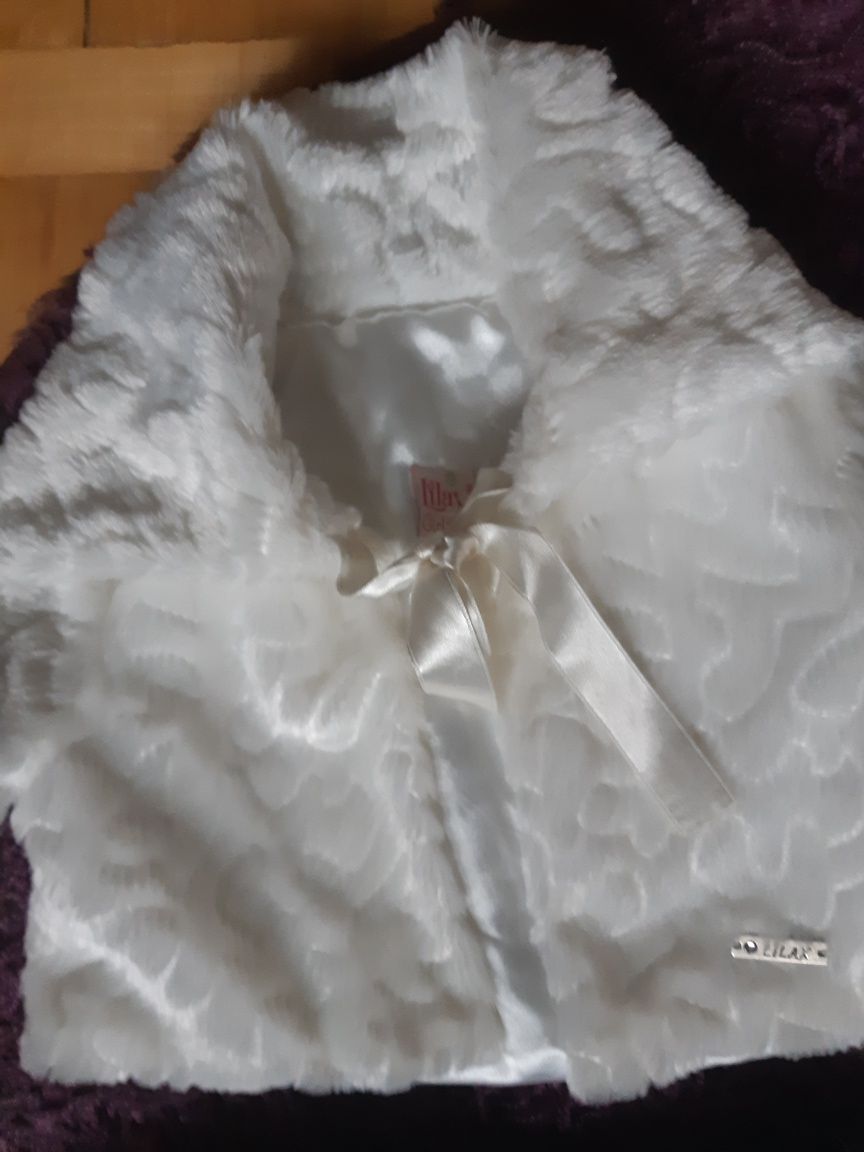 białe futerko z sukienką Lilax Girls r. 104