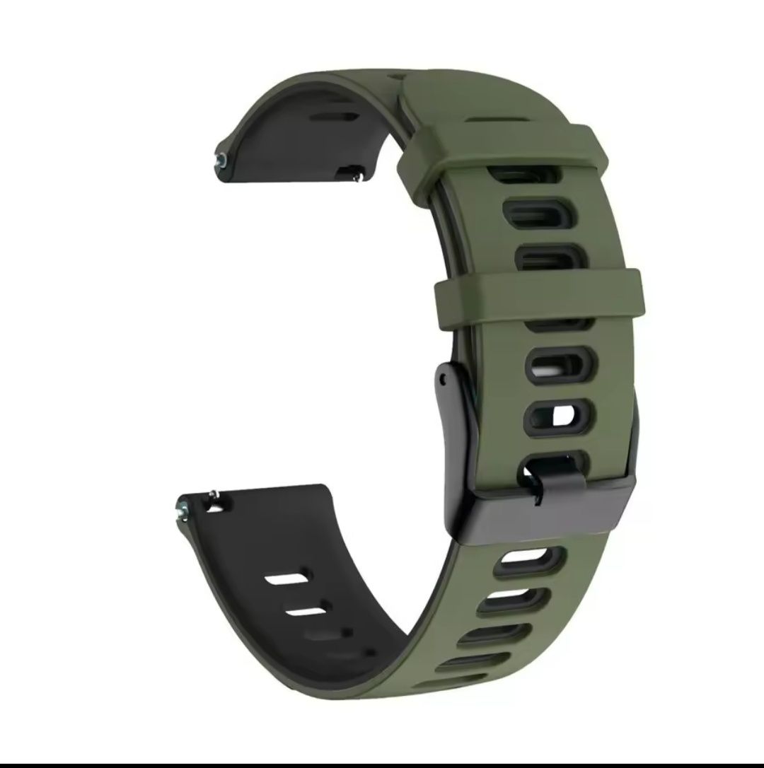 Pasek do zegarka 22 mm zielono-czarne