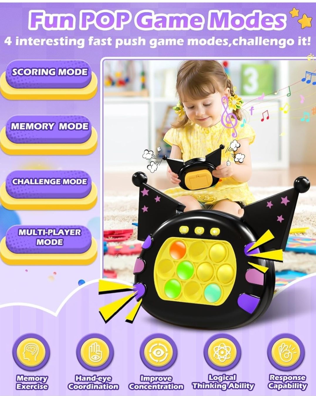 Gra Pop Light Up Fidget Toy Fast Push Travel Games