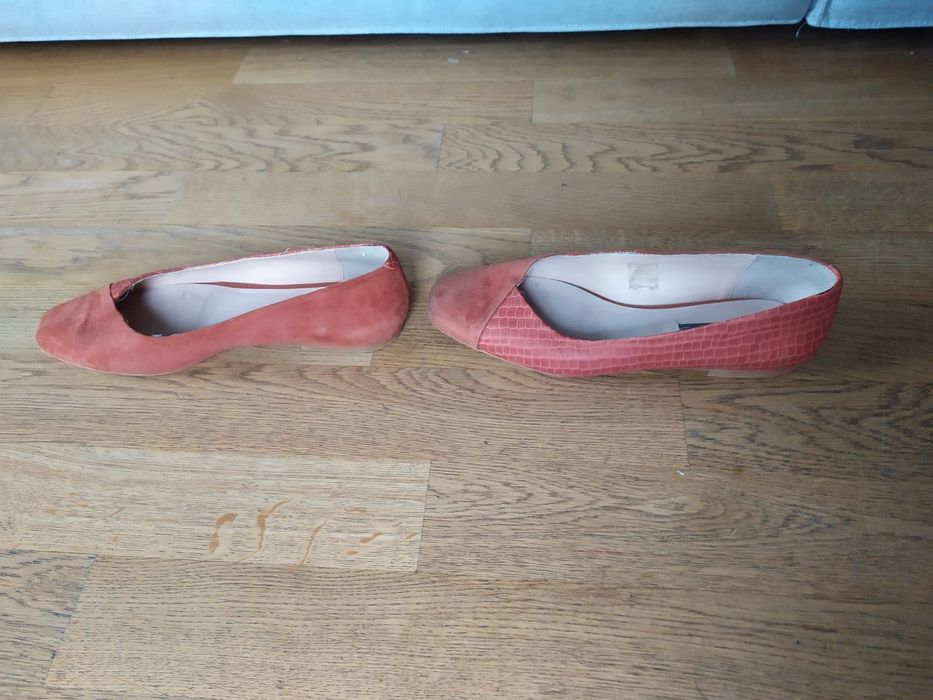 skorzane baleriny Kiomi orange ceglaste brazowo-rude 37