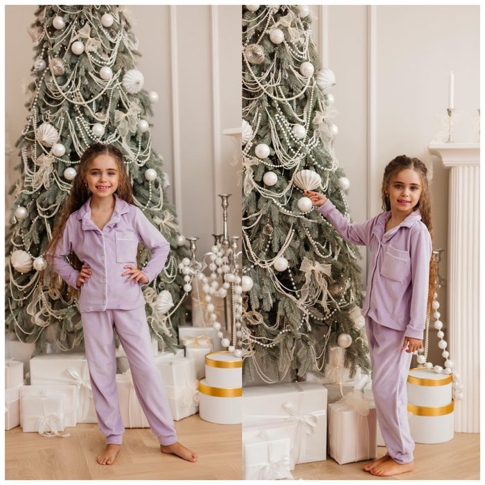 Стильна дитяча плюшева велюрова піжама для дівчинки 146,152,158,164