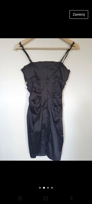 Czarna obcisła satynowa seksowna sukienka mini na ramiączka S