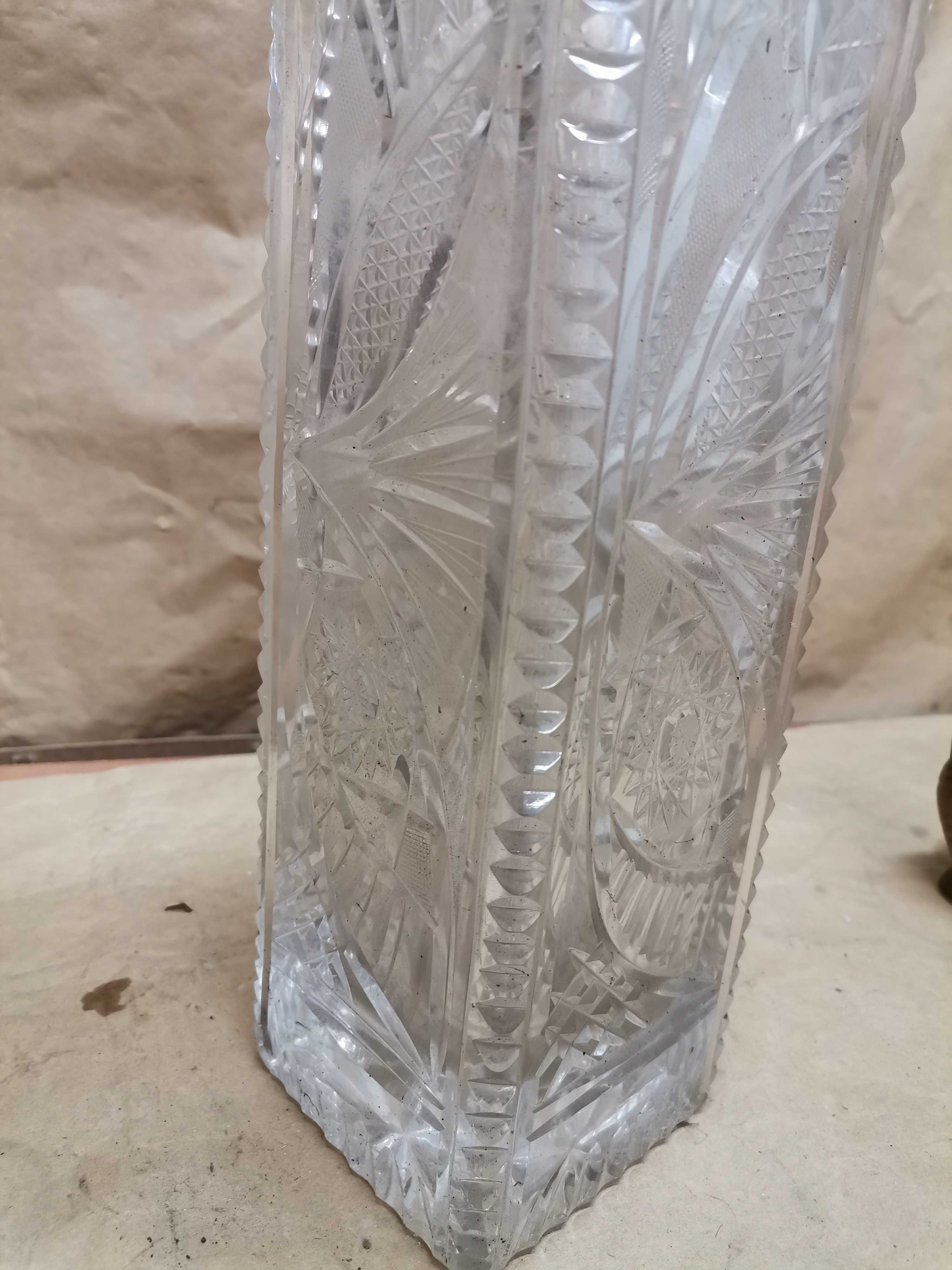 Kryształ wazon szkło PRL staroc (12127)
