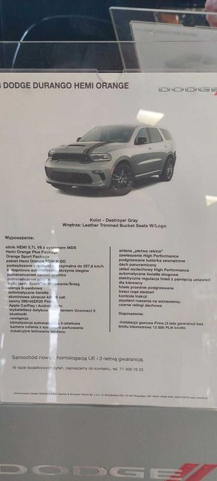 Leasing Dodge Durango 5.7 R/T Pakiet SRT Orange Hemi 2023r. Gaz Prins