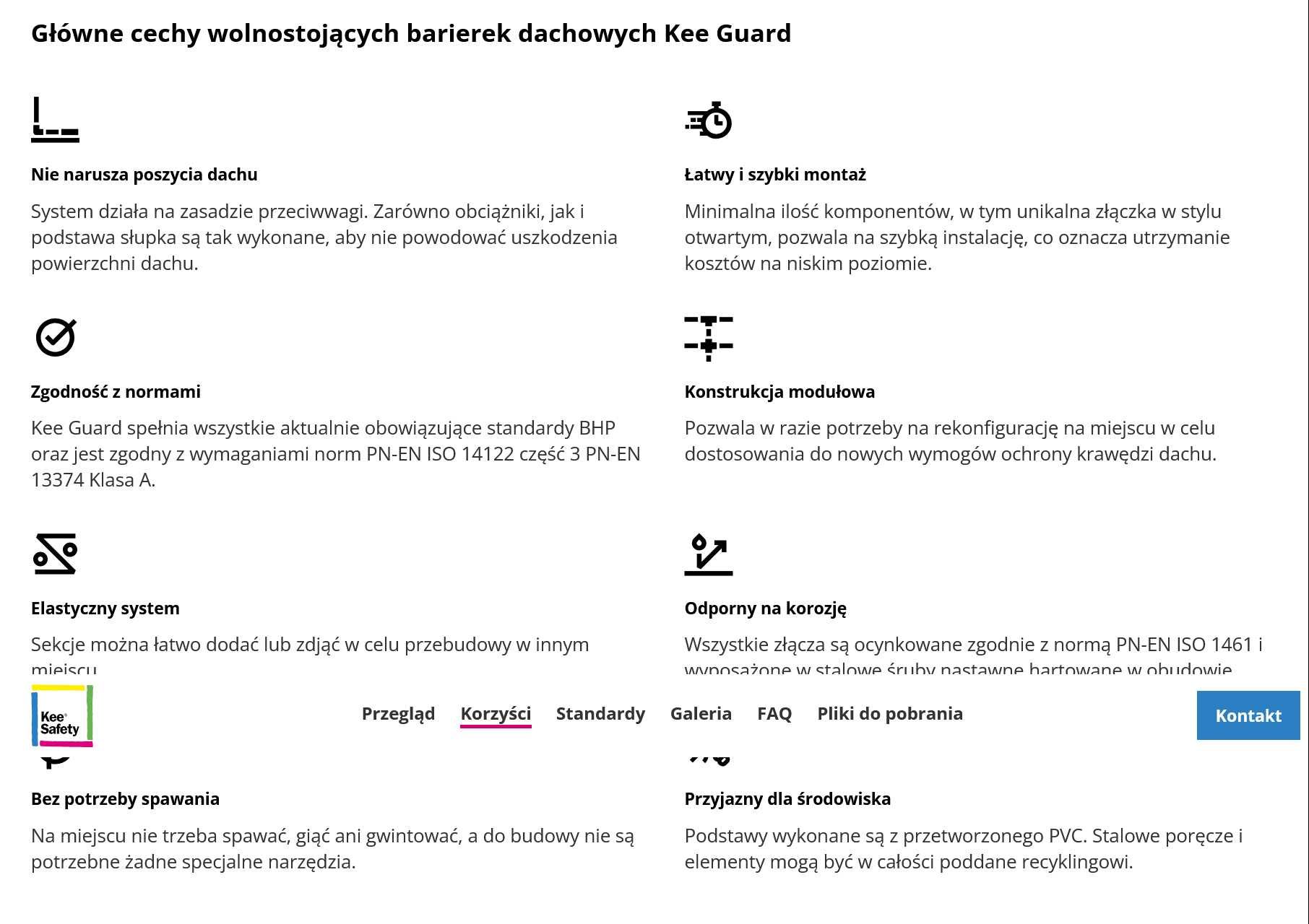 Barierka, balustrada dachowa Kee Guard, samonośna, certyfikowana, 56 m