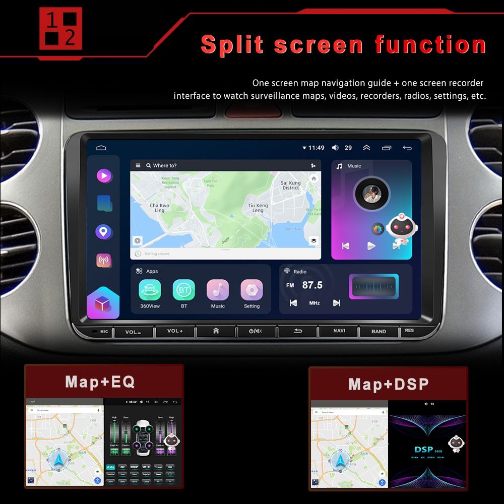 Rádio Android 8/128GB 4G Carplay GPS wifi Volkswagen Seat Skoda NOVO