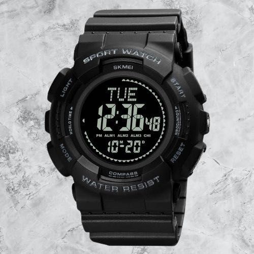 Електронний чоловічий годинникSkmei 2077BK з Компасом, підсвічуванням