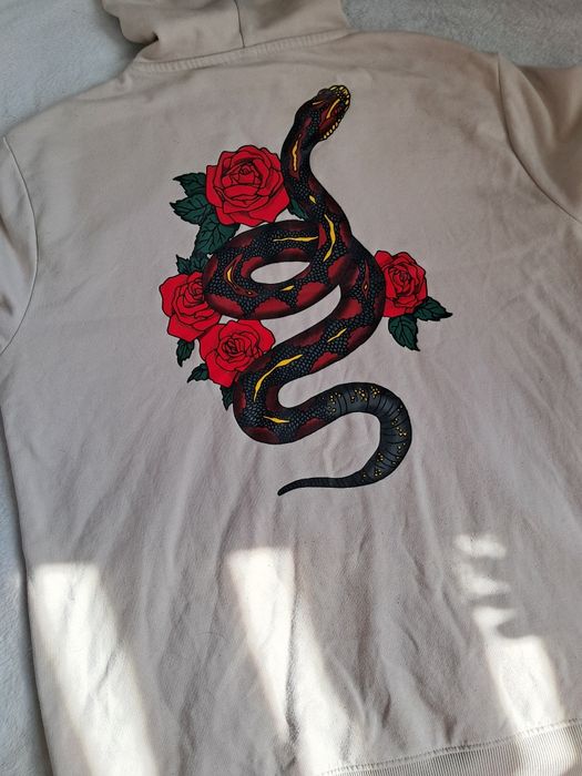 Bluza z kapturem z wężem z nadrukiem na plecach H&M L xl 40 42 kangur