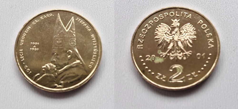 Moneta 2 zł Stefan Wyszyński 2001 r