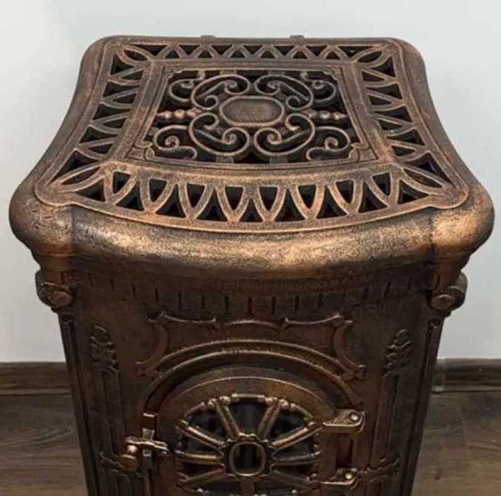 Чавунна піч буржуйка з подвійною стінкою 9квт декоративна нова