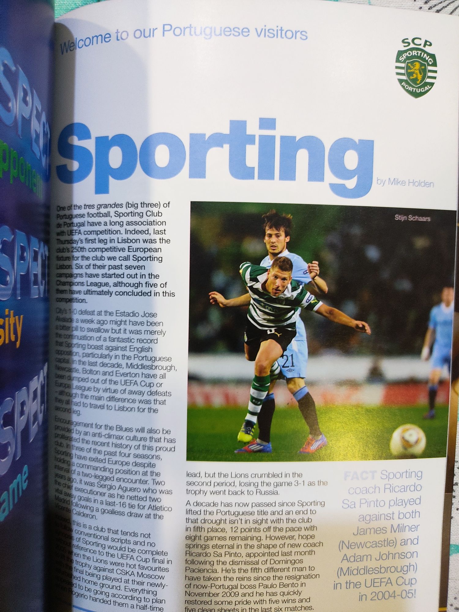 Programa Manchester City Sporting Europa league 2011/12