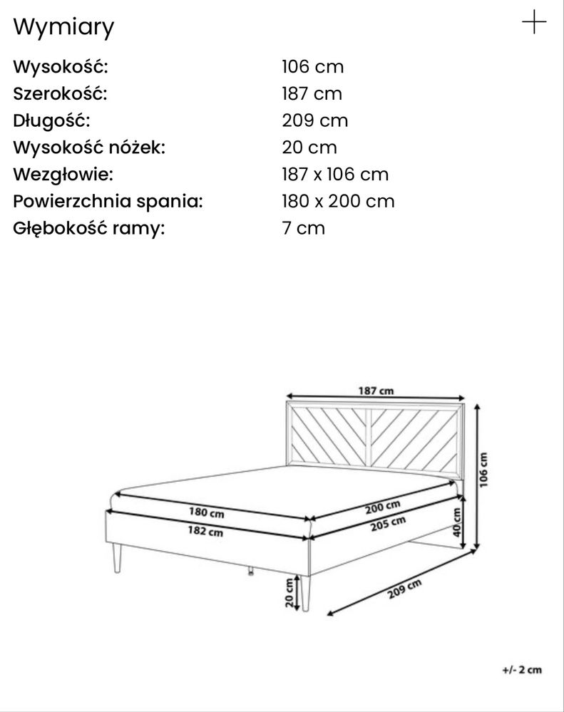 Lóżko drewniane, rama stelaż i wezgłowie 180 x 200