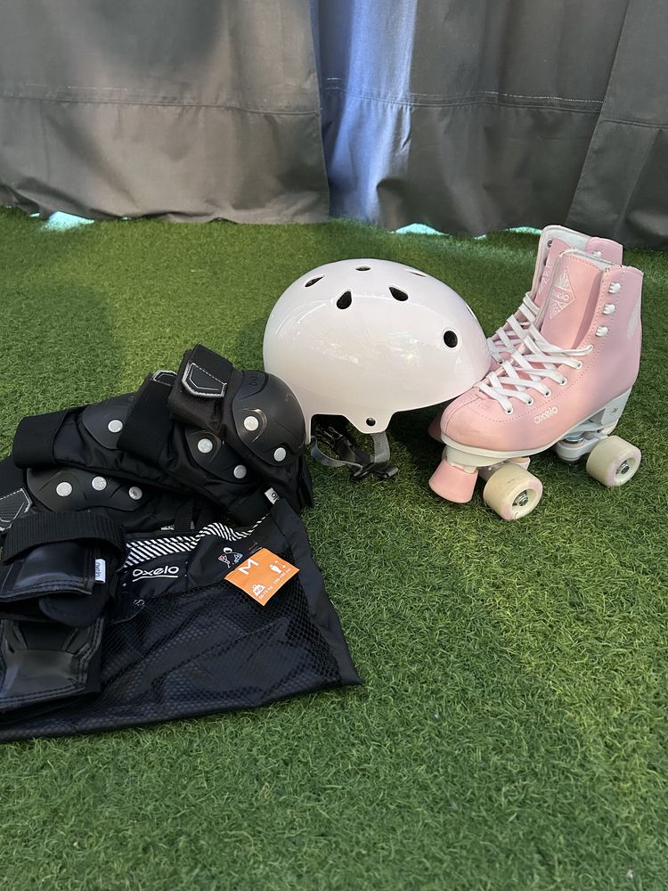 Patins criança + capacete + protecções