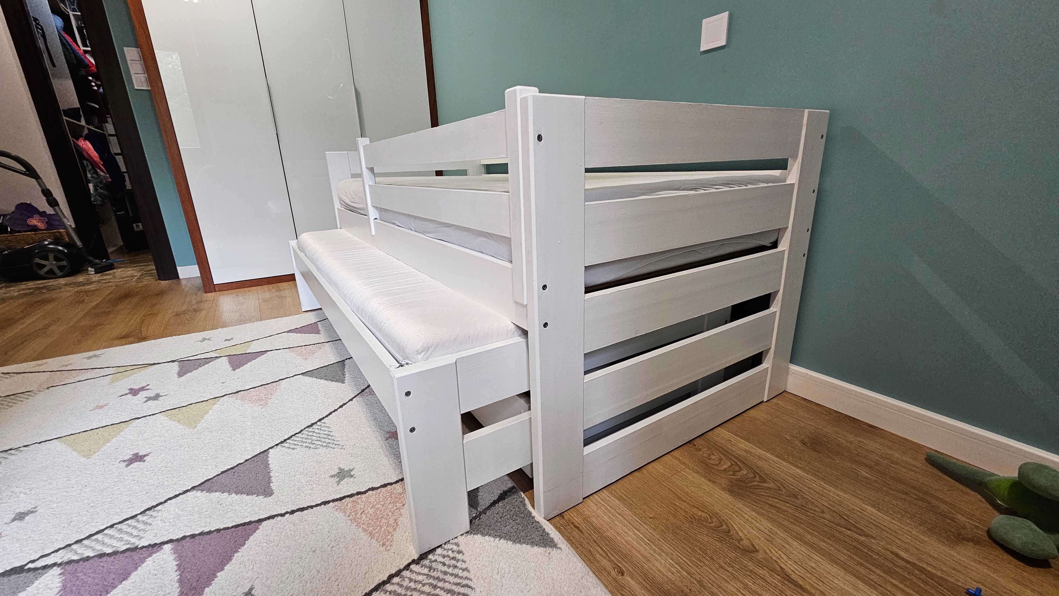 Łóżko podwójne z litego drewna 180x80 z szufladami + dobry materac.