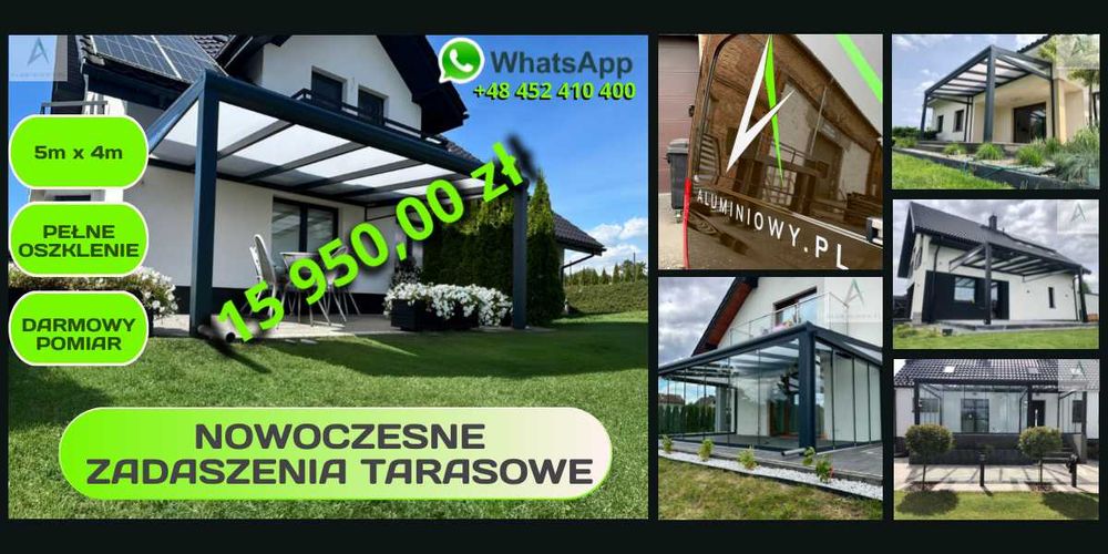 Aluminiowy ORÓD przeszklony CAŁY 10m x 4m RESTAURACJA DOM WIATA
