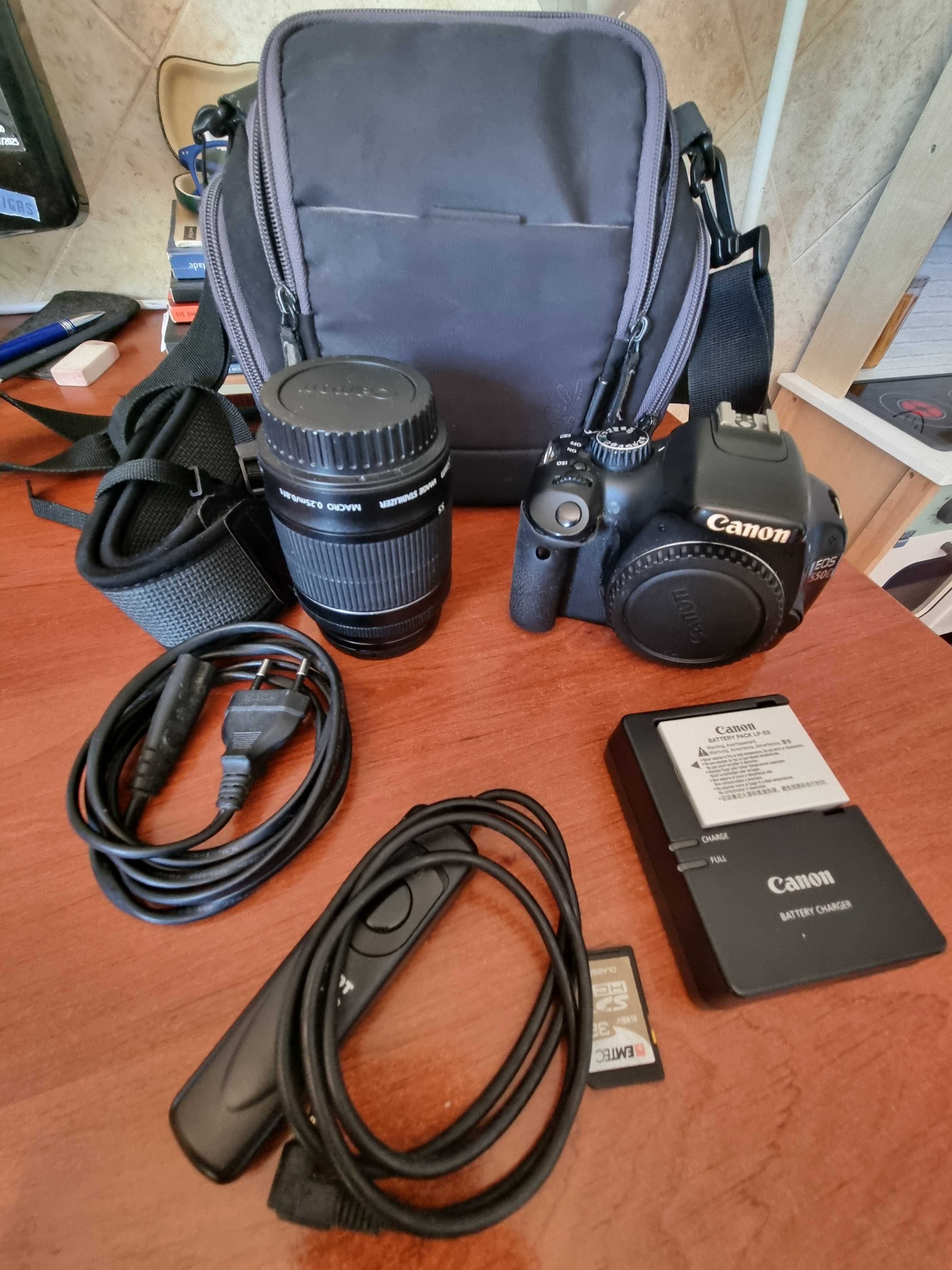 Vendo Canon 550D + objetiva, saco, SD card32g + bateria