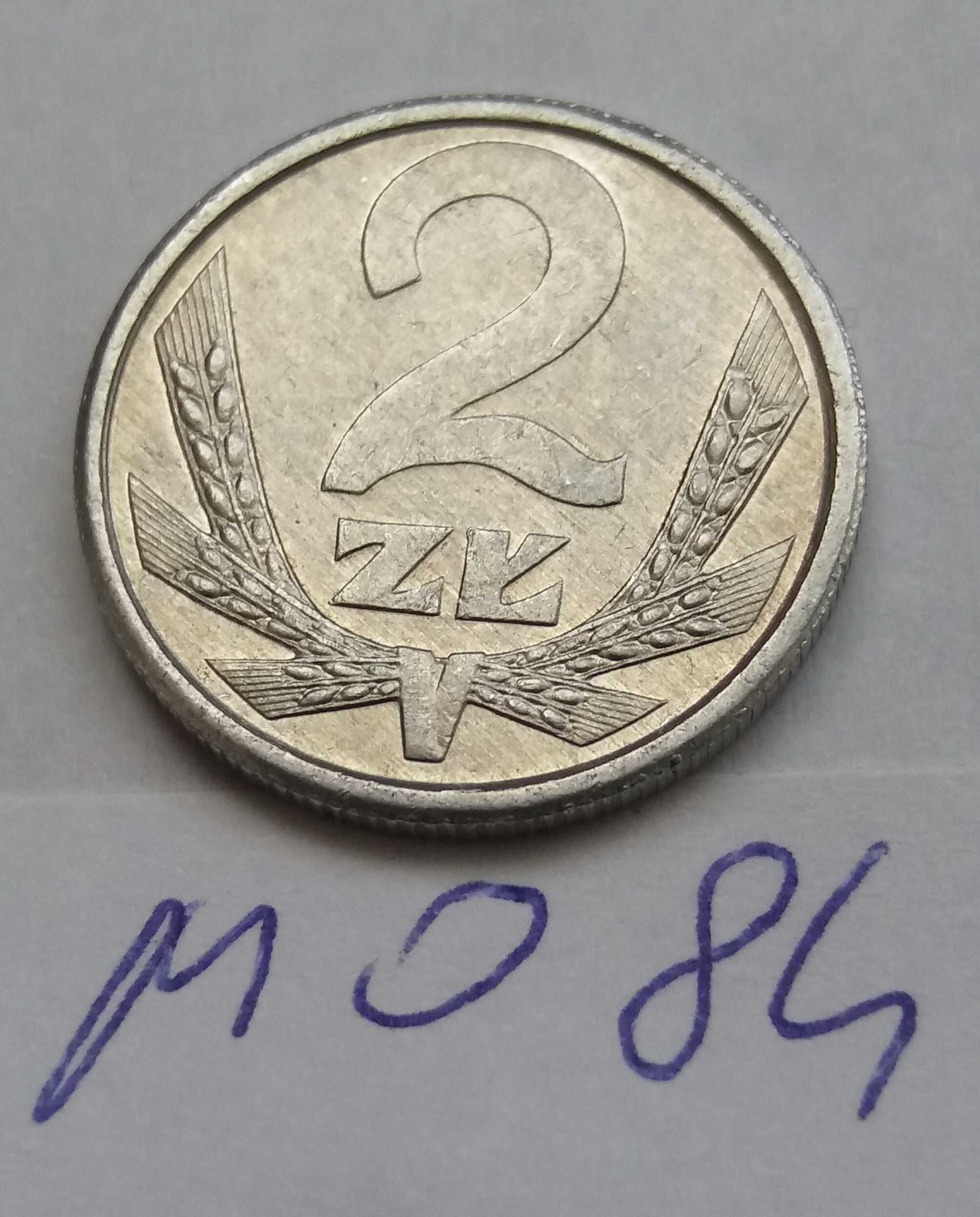 P+ M084, stara moneta 2 zł złote 1989 Polska uszkodzona