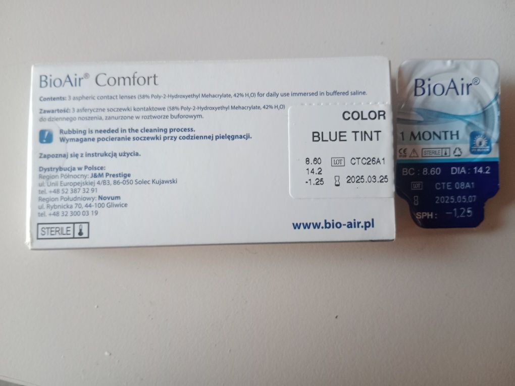 Soczewki kontaktowe -1,25 BioAir 4 szt