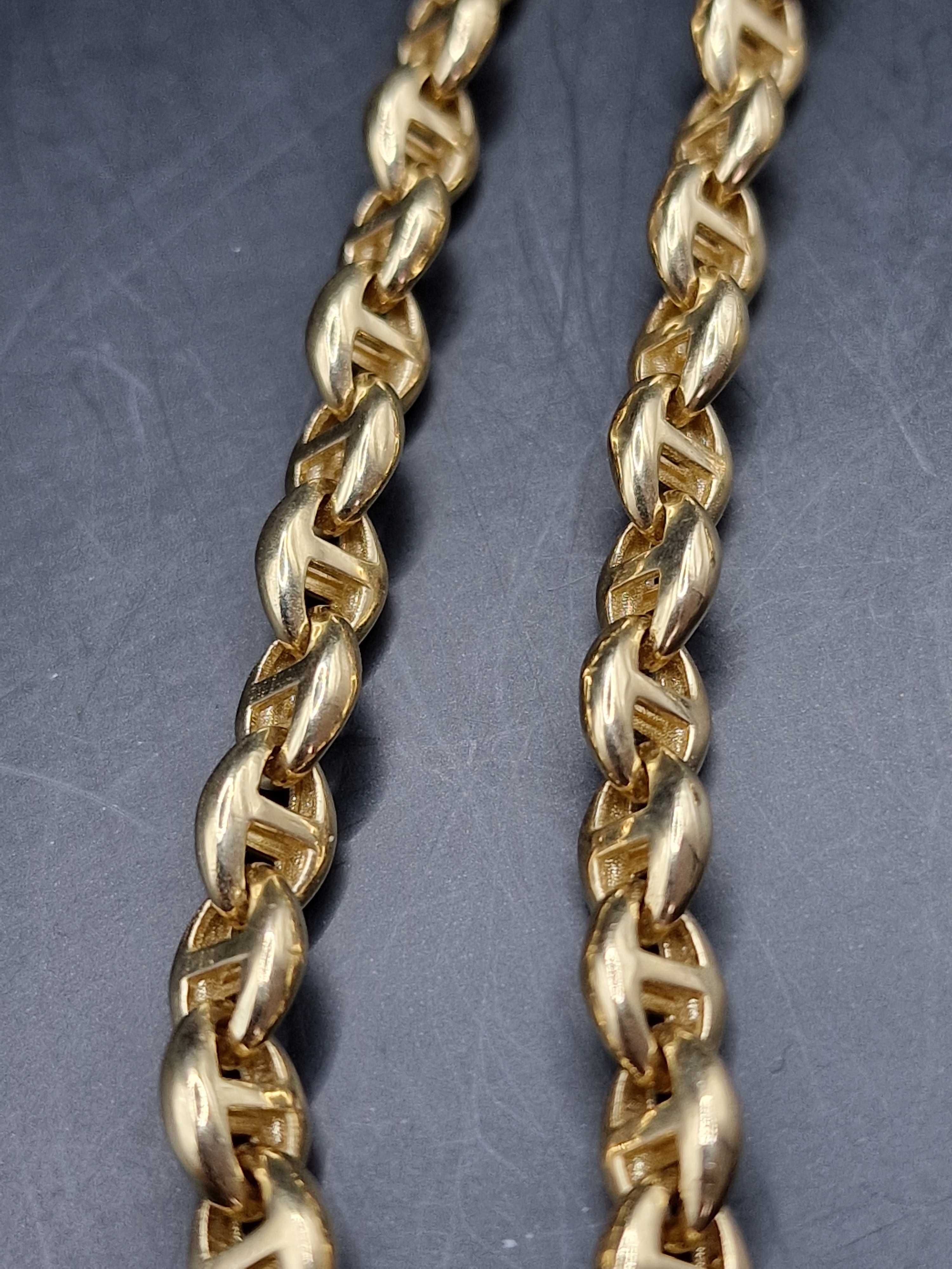 Nowy złoty łańcuszek, próba 585, gruby łańcuch, 6mm, cyrkonie