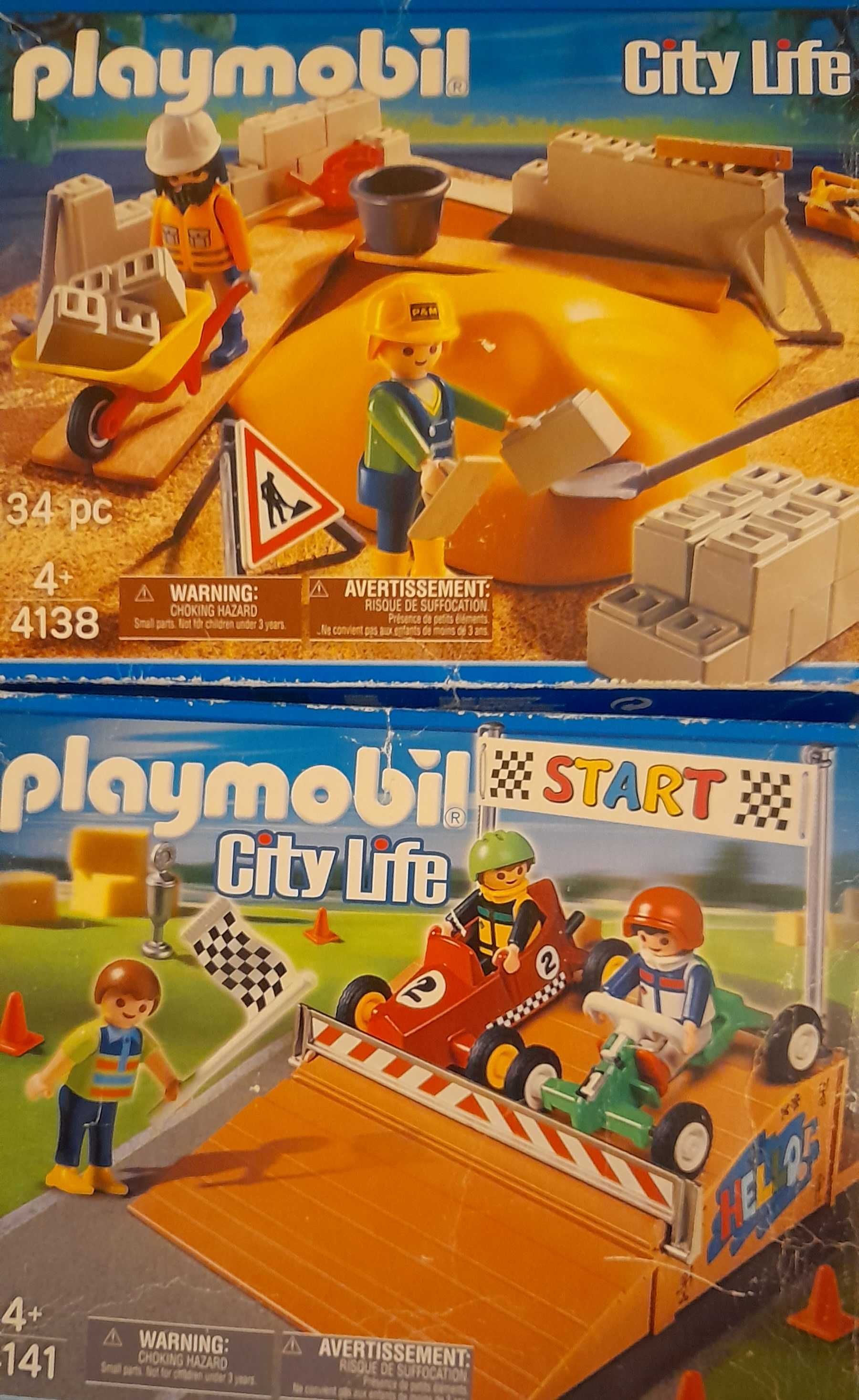 2 zestawy PLAYMOBIL wyścigi aut i plac budowy