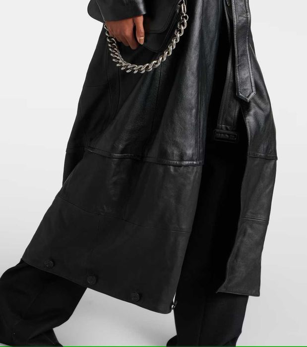 Jednorzędowy skórzany płaszcz